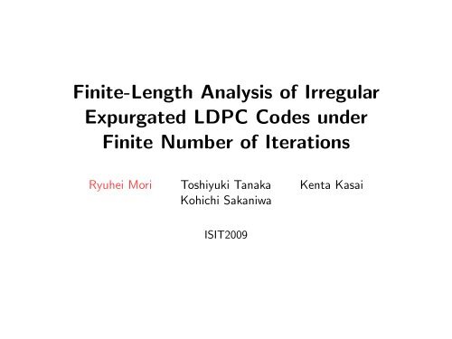 Finite-Length Analysis of Irregular Expurgated LDPC Codes under ...