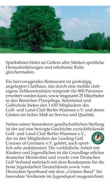 Birdie-Buch 9-Loch-Platz - Der Golf- und Land-Club Berlin-Wannsee ...