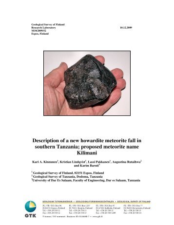 Description of a new howardite meteorite fall in ... - Arkisto.gsf.fi