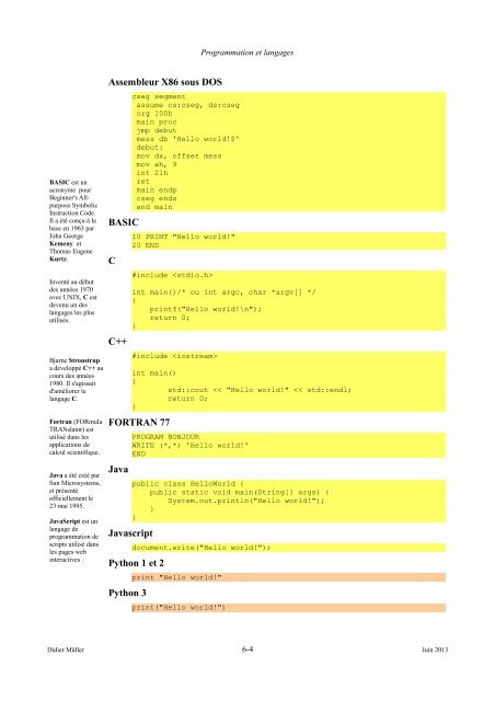 Chapitre 6 Programmation et langages - Apprendre en ligne.net