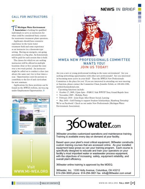 Fall 2009 - Michigan Water Environment Association