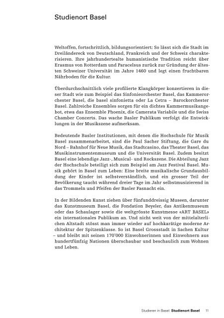 Studien v erz eic hnis 20 08/20 09 - Hochschule fÃ¼r Musik Basel