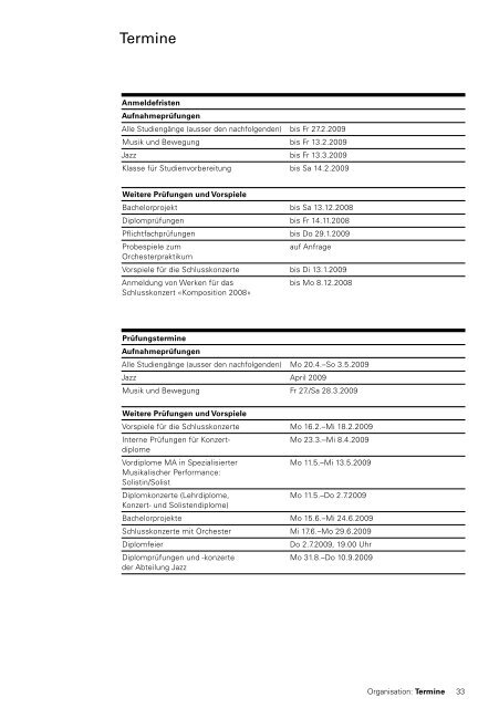 Studien v erz eic hnis 20 08/20 09 - Hochschule fÃ¼r Musik Basel