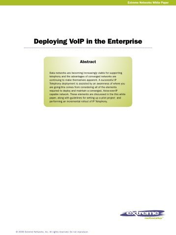 Deploying VoIP in the Enterprise - Extreme Networks