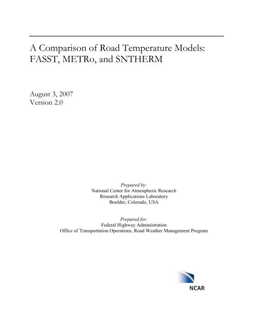 A Comparison of Road Temperature Models: FASST, METRo, and ...