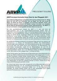 ABVP-Vorstand formuliert klare Ziele fÃ¼r das Pflegejahr 2011
