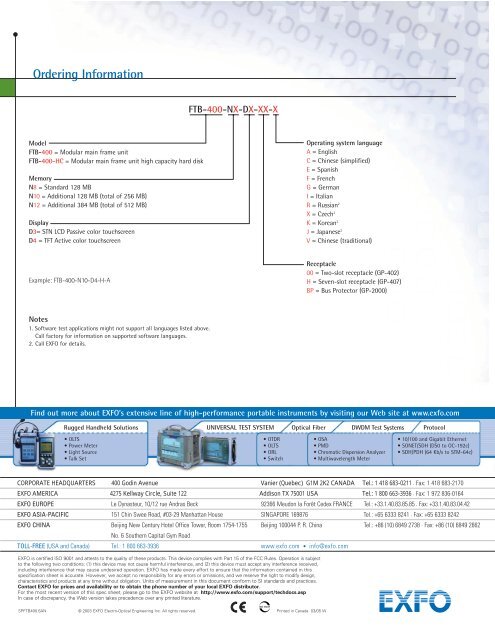 Universal Test System FTB-400 - Rohde-schwarz.com.my