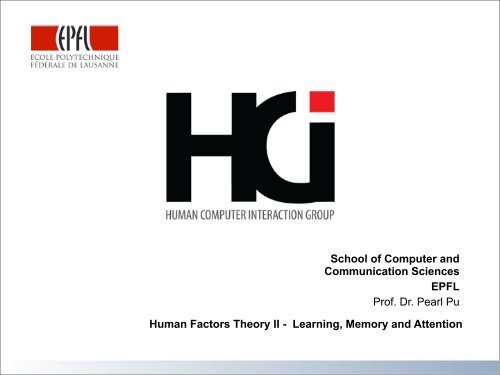 Learning, Memory and Attention - HCI - EPFL