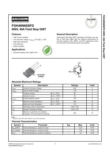 FGH40N60SFD 600V, 40A Field Stop IGBT