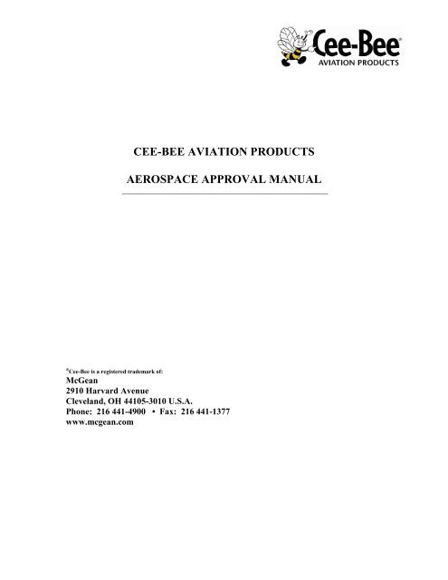 cee-bee aviation products aerospace approval manual - McGean