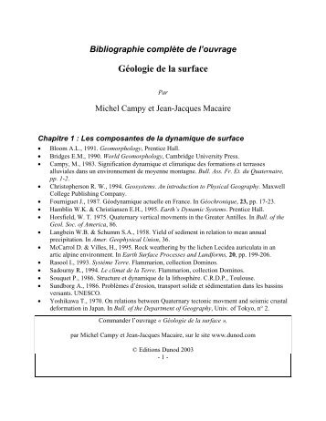 GÃ©ologie de la surface - Dunod