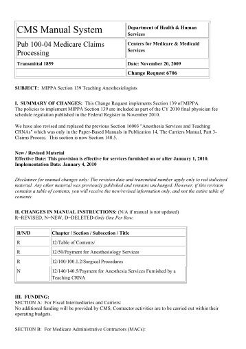 CMS Transmittal 1859 - Centers for Medicare & Medicaid Services