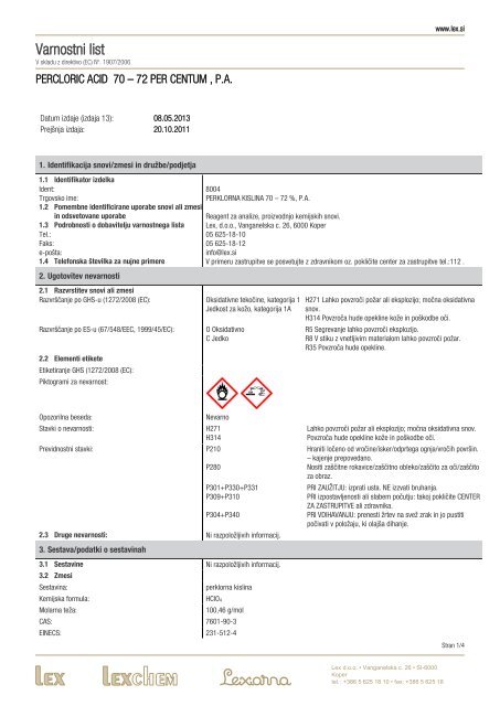 Varnostni list - Lex