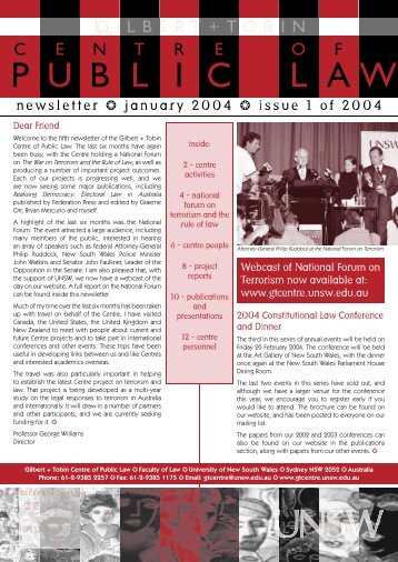 January 2004 - Gilbert + Tobin Centre of Public Law