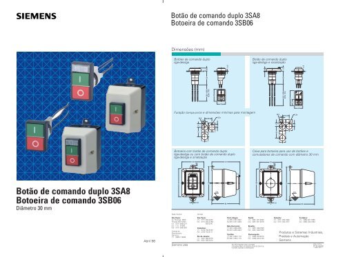 Botão de comando duplo 3SA8 Botoeira de comando ... - Elétrica Zata
