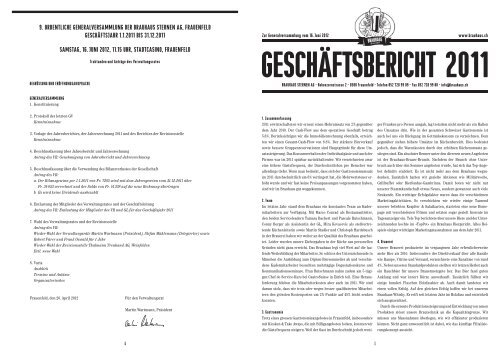 Geschaeftsbericht 2011 - Brauhaus Frauenfeld