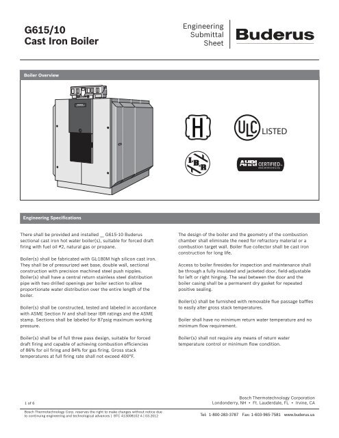 G615/10 Cast Iron Boiler - Buderus