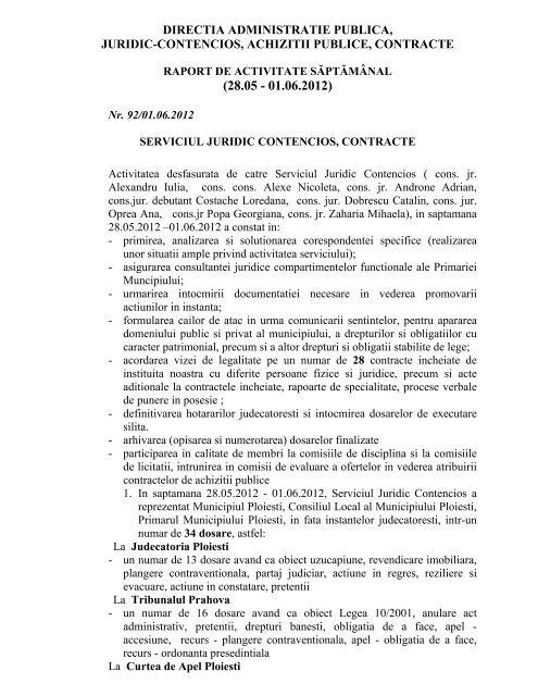 Directia Administratie Publica, Juridic-Contencios - Ploiesti.ro