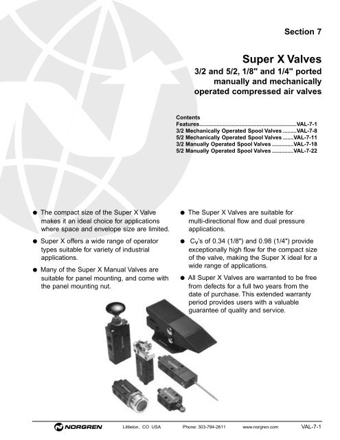 Contents Norgren Pneumatic Valve Products