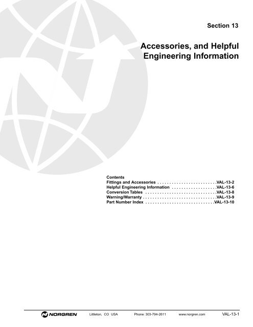 Contents Norgren Pneumatic Valve Products