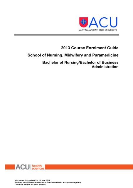 Course Enrolment Guide â Bachelor of Nursing/Bachelor ... - Students