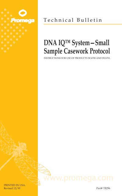 DNA IQ System-Small Sample Casework Protocol Technical Bulletin ...