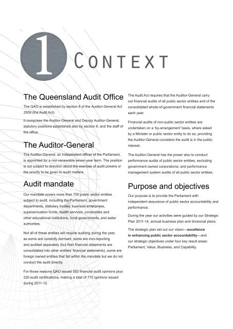 Chapter 1 - Context - Queensland Audit Office