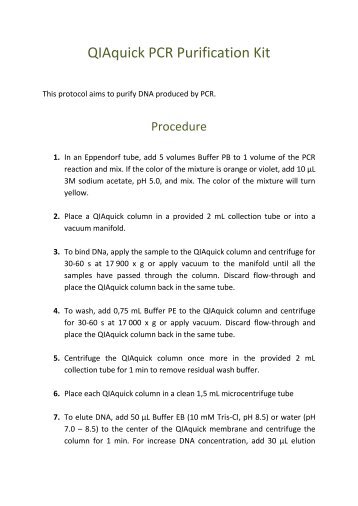 QIAquick PCR Purification Kit - iGEM 2012