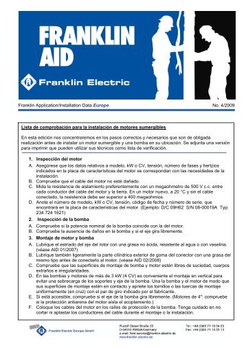 Lista de comprobaciÃ³n para la instalaciÃ³n de motores sumergibles ...