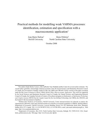 Practical methods for modelling weak VARMA processes ...