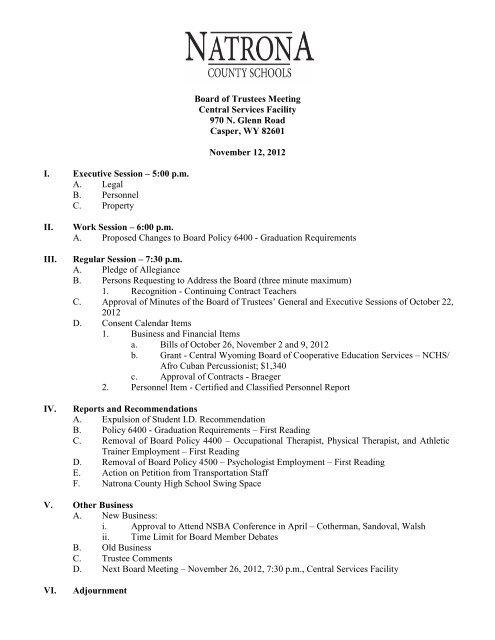 Board Agenda Packet 11-12-12 - Natrona County Schools