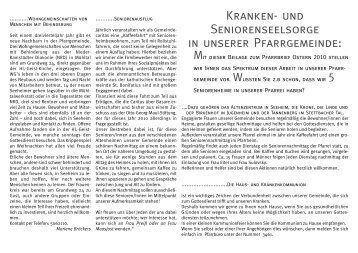 Kranken- und Seniorenseelsorge in unserer Pfarrgemeinde: