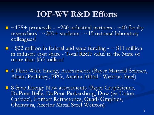 WV: Industrial Energy Efficiency Research at WVU - Industries of the ...