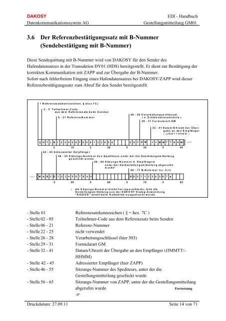 der Gestellungsmitteilung (GM01) - DAKOSY ...