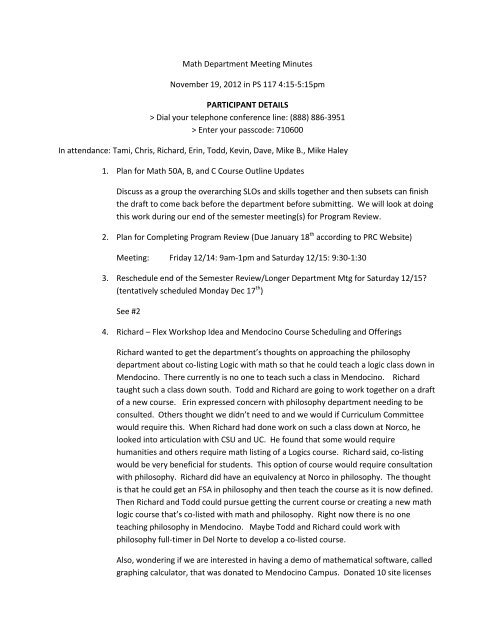 Math Department Meeting Minutes November 19, 2012 in PS 117 4 ...