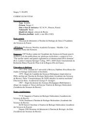 Sergey V. RAZIN CURRICULUM VITAE Personnel donnÃ©es Nom ...