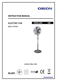 INSTRUCTION MANUAL ELECTRIC FAN ENGLISH GB - Orion