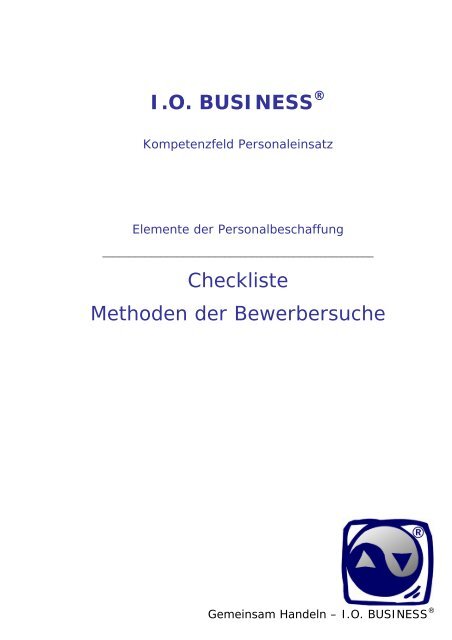 Methoden der Bewerbersuche (PDF) - I.O. Business