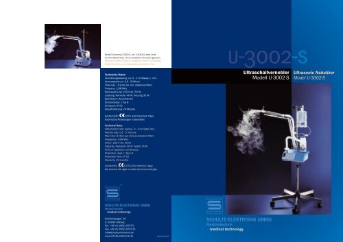 Ultraschallvernebler Modell U-3002-S SCHULTE ... - OxyCare GmbH