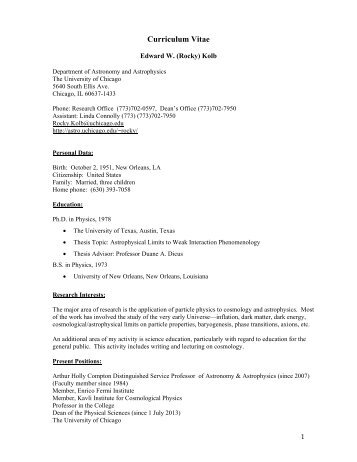 Curriculum Vitae - The Department of Astronomy & Astrophysics ...