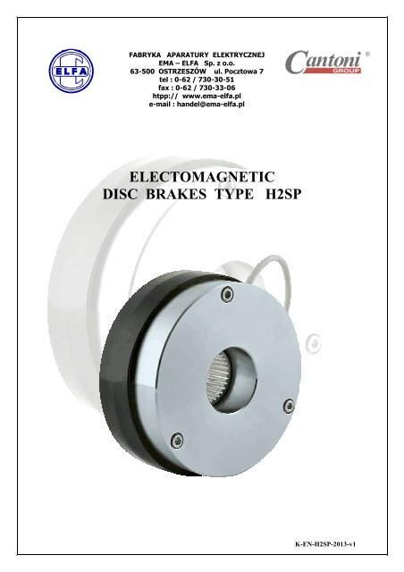 ELECTOMAGNETIC DISC BRAKES TYPE H2SP - Cantoni Group
