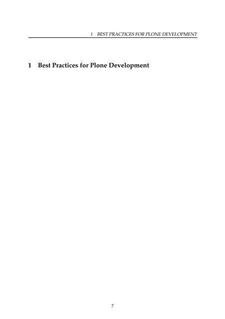 Best Practices of Plone Development