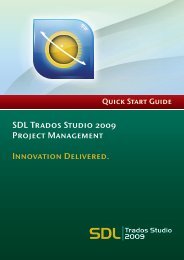 SDL Trados Studio Project Management Quick Start ... - Tradosy.cz