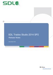 SDL Trados Studio 2014 Release Notes - Online Product Help