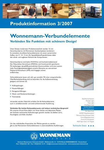 Produktinformation 3/2007 Wonnemann-Verbundelemente ...