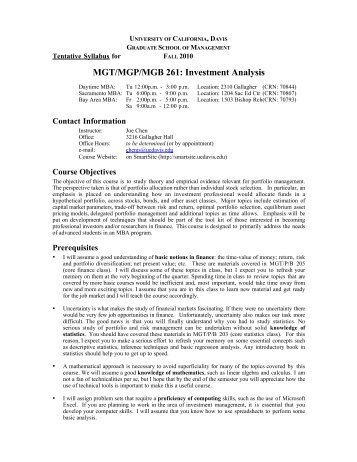 MGT/MGP/MGB 261: Investment Analysis - Students - UC Davis