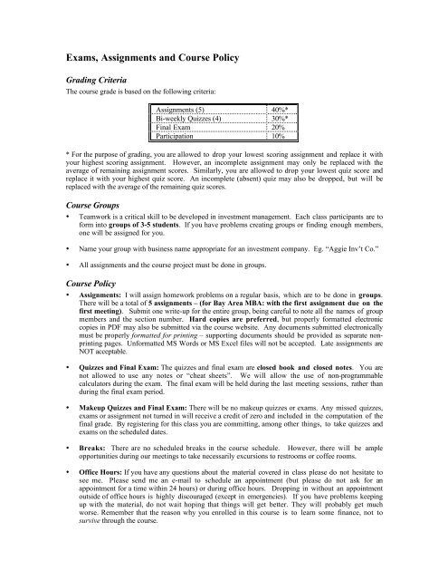 MGT/MGP/MGB 261: Investment Analysis - Students - UC Davis