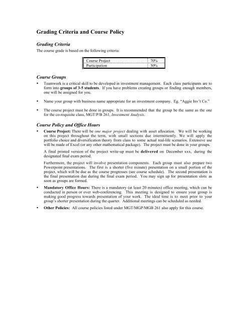 MGT/MGP/MGB 261: Investment Analysis - Students - UC Davis