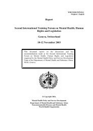 Report Second International Training Forum on Mental Health, Human ...