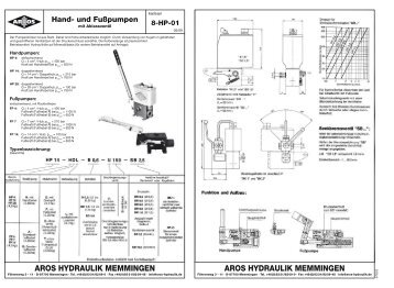 Hand- und FuÃpumpen - Aros Hydraulik GmbH